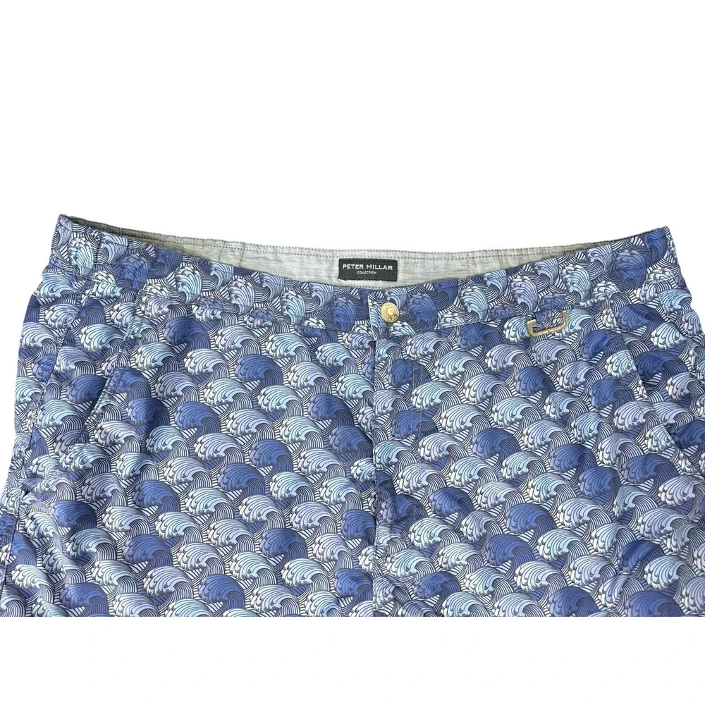 Peter Millar Men's Blue Swim Trunks All‎ Over Wave Print Size Large